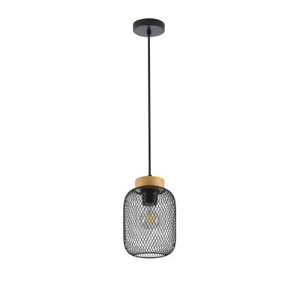 Brilagi - Pakabinamas šviestuvas su laidu BASKLITE 1xE27/15W/230V kaučiukmedis/juoda