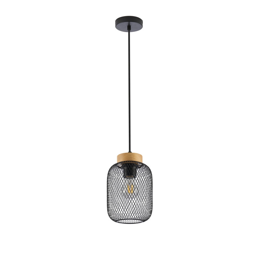 Brilagi - Pakabinamas šviestuvas su laidu BASKLITE 1xE27/15W/230V kaučiukmedis/juoda