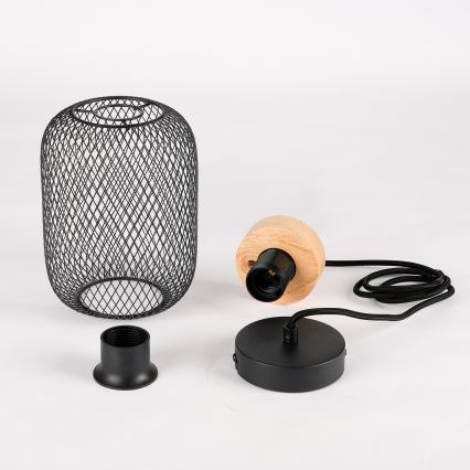 Brilagi - Pakabinamas šviestuvas su laidu BASKLITE 1xE27/15W/230V kaučiukmedis/juoda