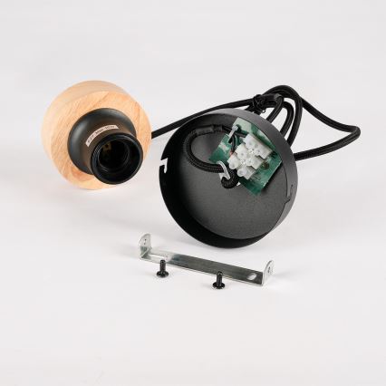 Brilagi - Pakabinamas šviestuvas su laidu BASKLITE 1xE27/15W/230V kaučiukmedis/juoda