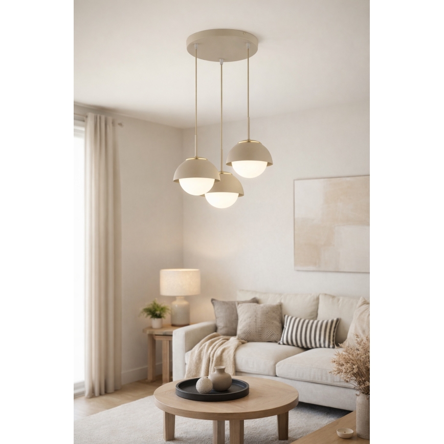 Brilagi - Pakabinamas šviestuvas su laidu COSMO 3xE27/60W/230V smėlio/auksinė