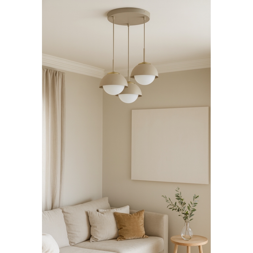Brilagi - Pakabinamas šviestuvas su laidu COSMO 3xE27/60W/230V smėlio/auksinė