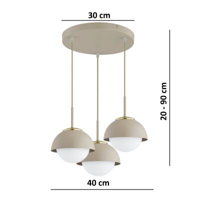 Brilagi - Pakabinamas šviestuvas su laidu COSMO 3xE27/60W/230V smėlio/auksinė
