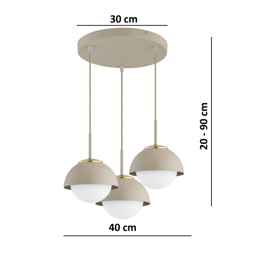 Brilagi - Pakabinamas šviestuvas su laidu COSMO 3xE27/60W/230V smėlio/auksinė