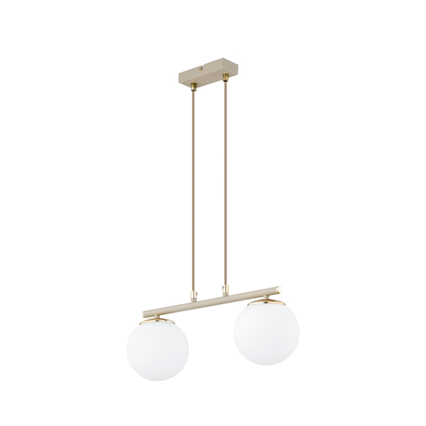 Brilagi - Pakabinamas šviestuvas su laidu MILO 2xE27/60W/230V smėlinė/auksinė