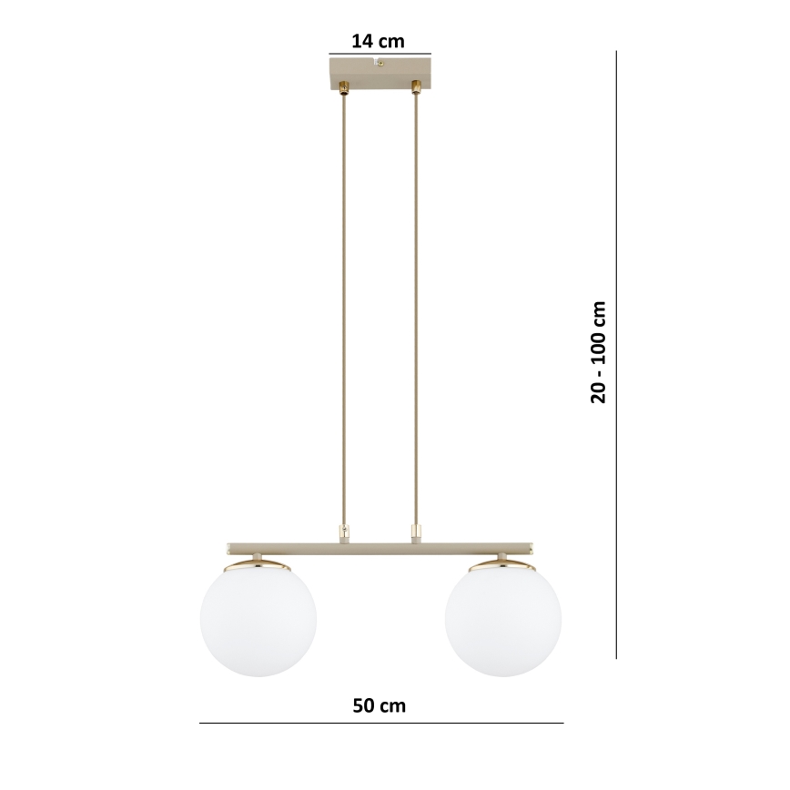 Brilagi - Pakabinamas šviestuvas su laidu MILO 2xE27/60W/230V smėlinė/auksinė