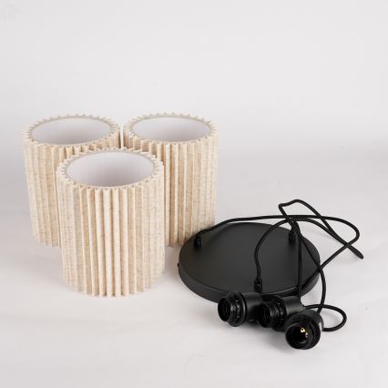 Brilagi - Pakabinamas šviestuvas su laidu NORDIC WAVE 3xE27/15W/230V skersm. 38 cm lininis/juodas