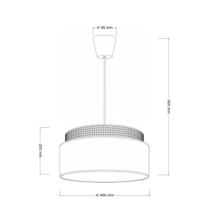 Brilagi - Pakabinamas šviestuvas su laidu PADOVA 1xE27/60W/230V skersmuo 40 cm kreminės spalvos