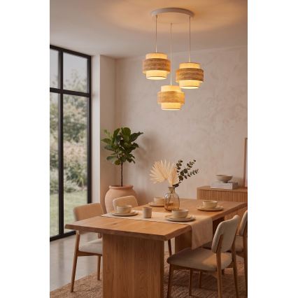 Brilagi - pakabinamas šviestuvas su laidu SPACE 3xE27/60W/230V, skersmuo 40 cm, smėlinė/kreminė