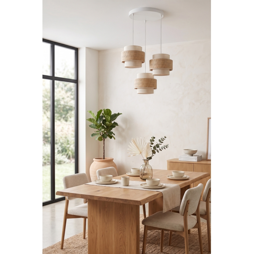 Brilagi - pakabinamas šviestuvas su laidu SPACE 3xE27/60W/230V, skersmuo 40 cm, smėlinė/kreminė