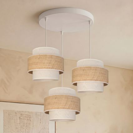 Brilagi - pakabinamas šviestuvas su laidu SPACE 3xE27/60W/230V, skersmuo 40 cm, smėlinė/kreminė
