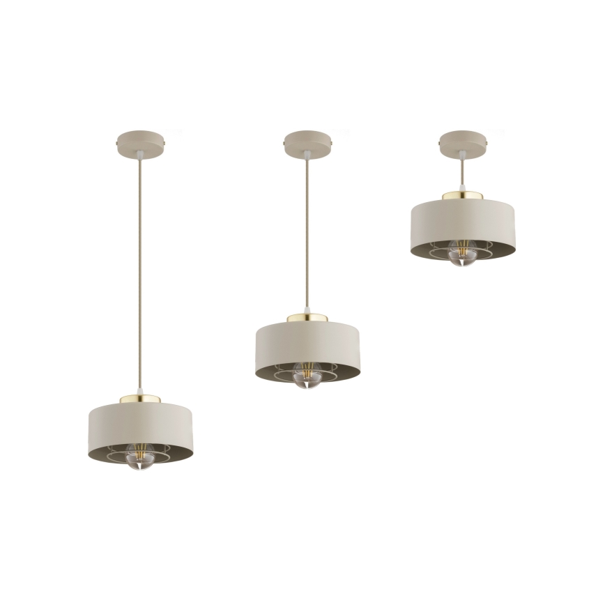 Brilagi - Pakabinamas šviestuvas su laidu SPRING 1xE27/60W/230V, skersmuo 20 cm, smėlio spalvos/auksinė