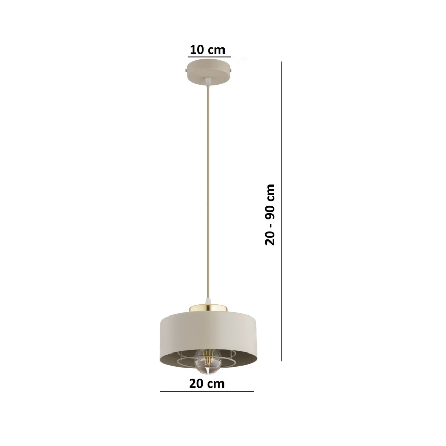 Brilagi - Pakabinamas šviestuvas su laidu SPRING 1xE27/60W/230V, skersmuo 20 cm, smėlio spalvos/auksinė