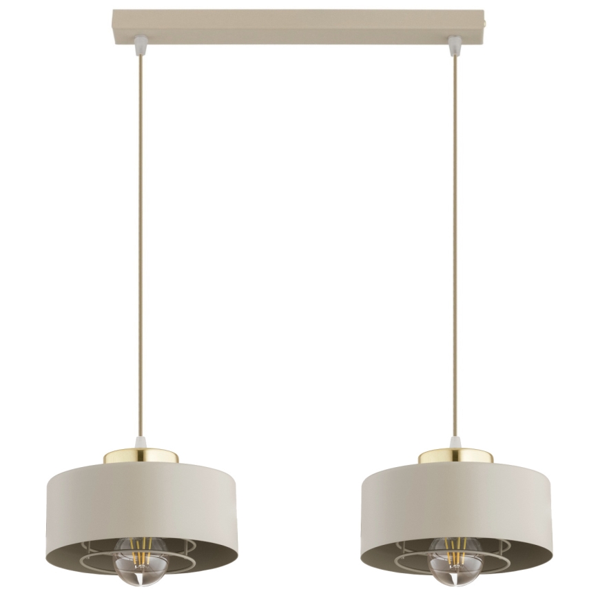 Brilagi - Pakabinamas šviestuvas su laidu SPRING 2xE27/60W/230V smėlinis/auksinis