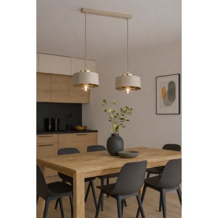 Brilagi - Pakabinamas šviestuvas su laidu SPRING 2xE27/60W/230V smėlinis/auksinis