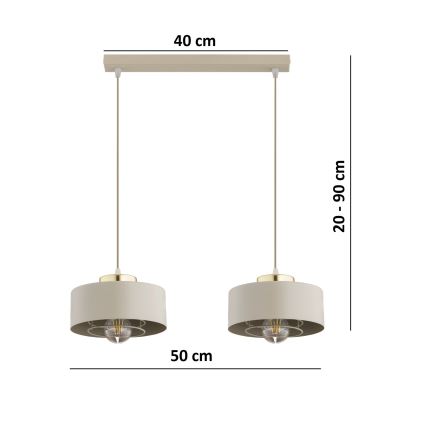 Brilagi - Pakabinamas šviestuvas su laidu SPRING 2xE27/60W/230V smėlinis/auksinis