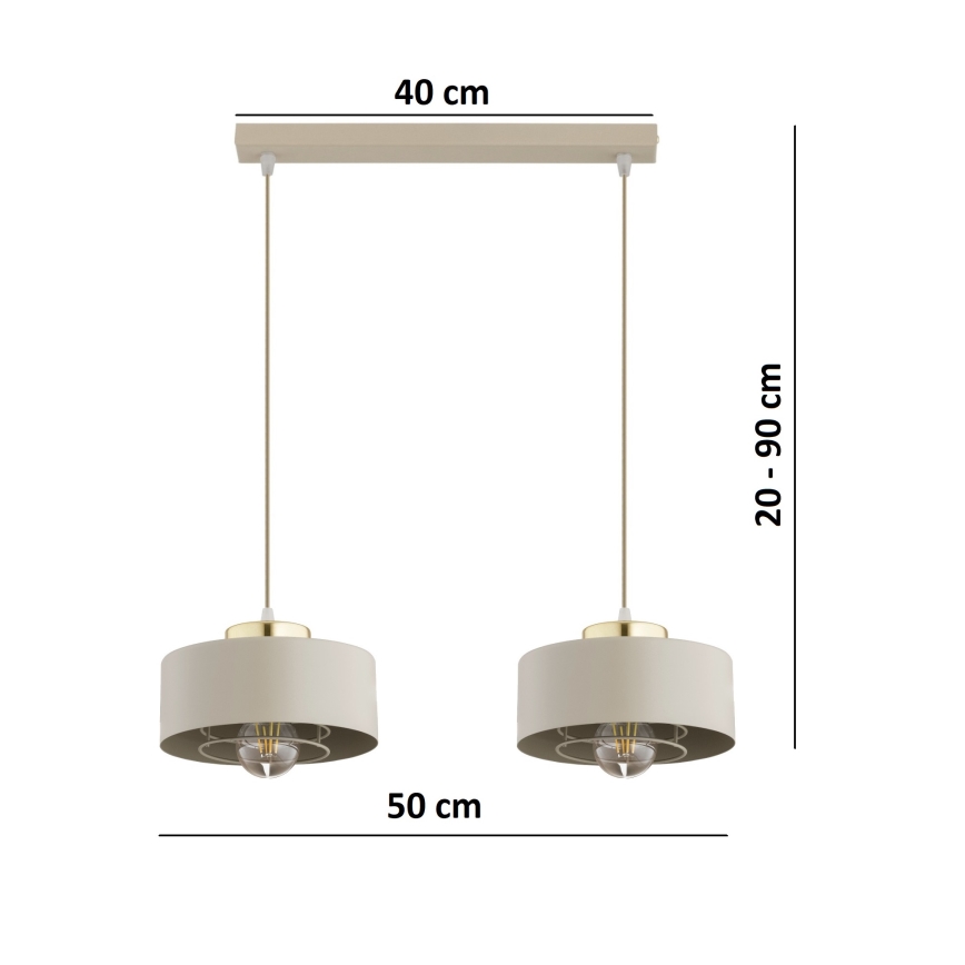 Brilagi - Pakabinamas šviestuvas su laidu SPRING 2xE27/60W/230V smėlinis/auksinis