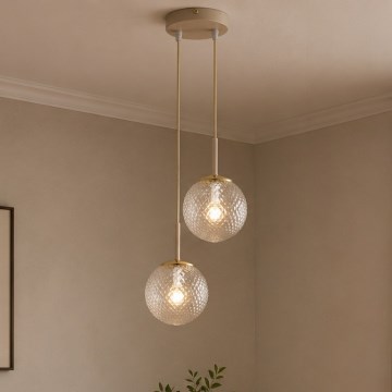 Brilagi - Pakabinamas šviestuvas su laidu STELLA 2xE27/60W/230V smėlinis/auksinis