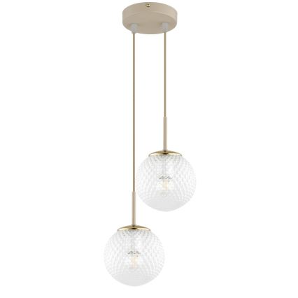 Brilagi - Pakabinamas šviestuvas su laidu STELLA 2xE27/60W/230V smėlinis/auksinis