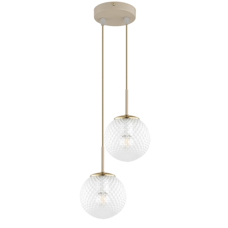 Brilagi - Pakabinamas šviestuvas su laidu STELLA 2xE27/60W/230V smėlinis/auksinis