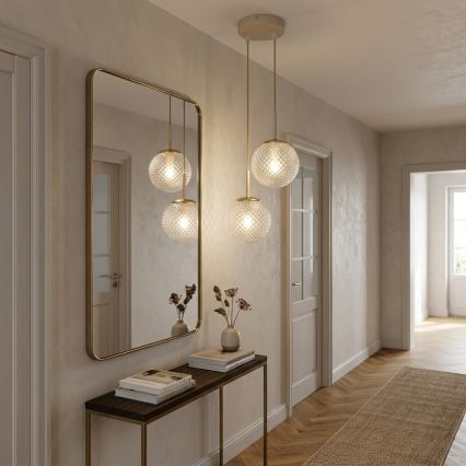 Brilagi - Pakabinamas šviestuvas su laidu STELLA 2xE27/60W/230V smėlinis/auksinis