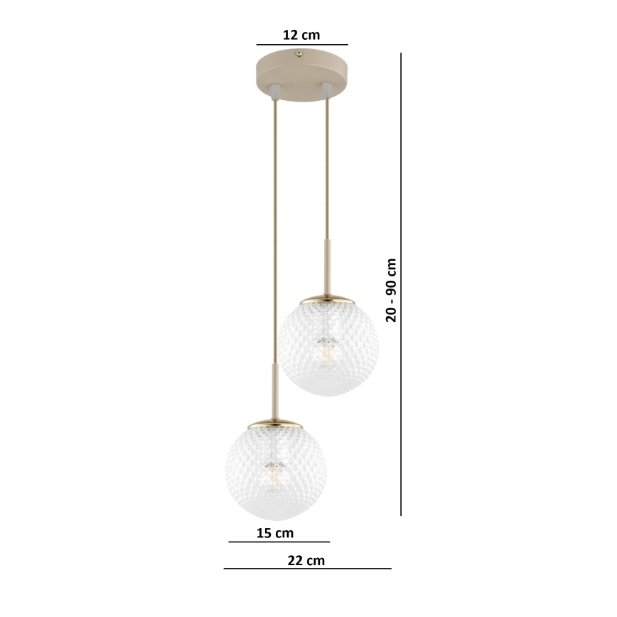 Brilagi - Pakabinamas šviestuvas su laidu STELLA 2xE27/60W/230V smėlinis/auksinis