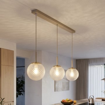 Brilagi - Pakabinamas šviestuvas su laidu STELLA 3xE27/60W/230V smėlio spalvos/auksinis