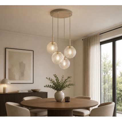 BRILAGI - Pakabinamas šviestuvas su laidu STELLA 4xE27/60W/230V smėlio/auksinė