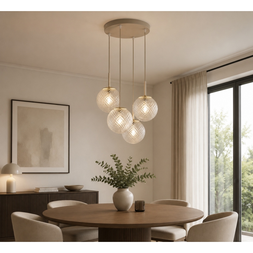 BRILAGI - Pakabinamas šviestuvas su laidu STELLA 4xE27/60W/230V smėlio/auksinė