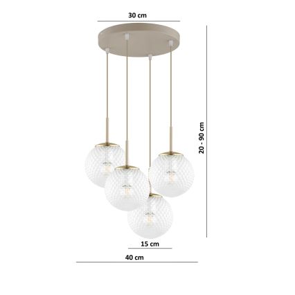 BRILAGI - Pakabinamas šviestuvas su laidu STELLA 4xE27/60W/230V smėlio/auksinė