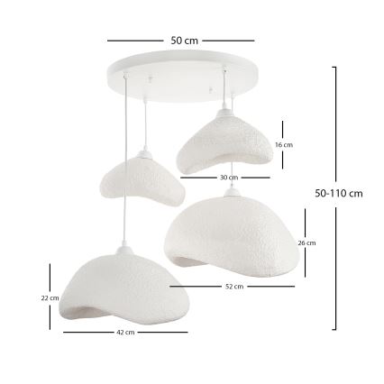 Brilagi - Pakabinamas šviestuvas su laidu WABI SABI 4xE27/40W/230V skersmuo 90 cm baltas