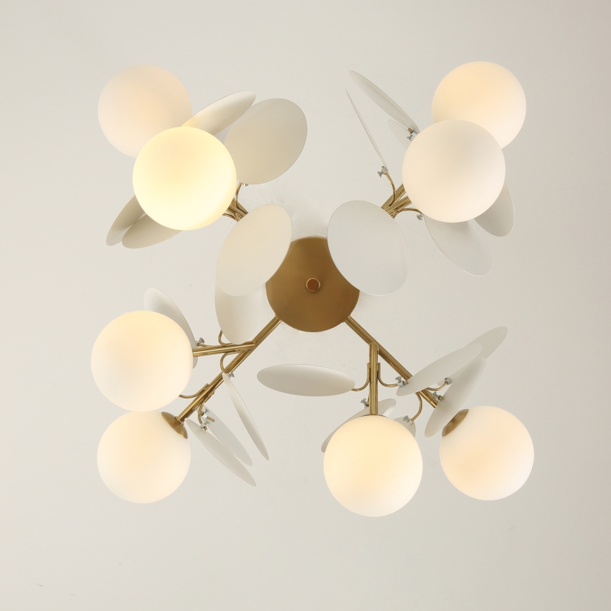 Brilagi - Pakabinamas šviestuvas su strypu BALMO 8xG9/9W/230V skersmuo 60 cm auksinė/balta