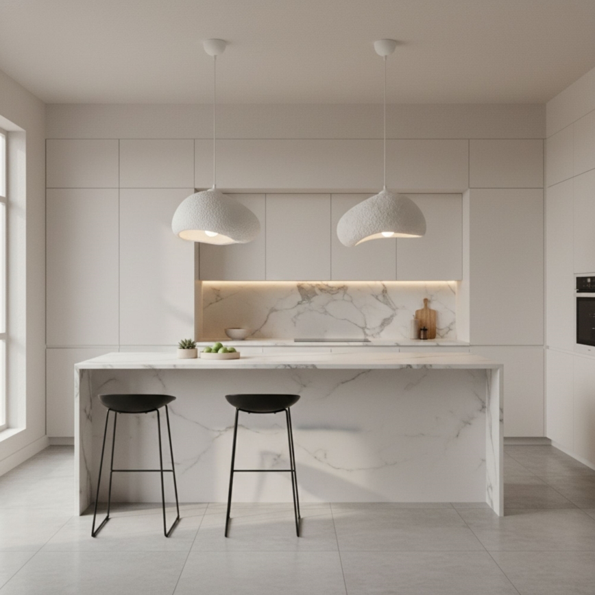 Brilagi - Pakabinamas šviestuvas WABI SABI su laidu 1xE27/40W/230V, skersmuo 32 cm, baltas