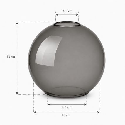 Brilagi - Pakaitinis stiklas šviestuvui DIOR E27, skersmuo 15 cm, dūminė pilka