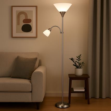 Brilagi - pastatomasis šviestuvas ARIANA 1xE27/100W/230V + 1xE14/25W matinis chromas