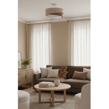Brilagi - Paviršinis lubų šviestuvas ARROW 1xE27/60W/230V Ø 45 cm smėlinė/ruda/balta