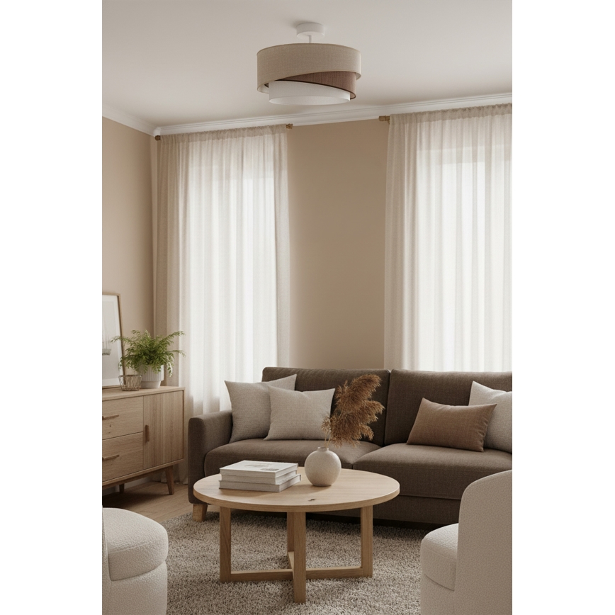 Brilagi - Paviršinis lubų šviestuvas ARROW 1xE27/60W/230V Ø 45 cm smėlinė/ruda/balta