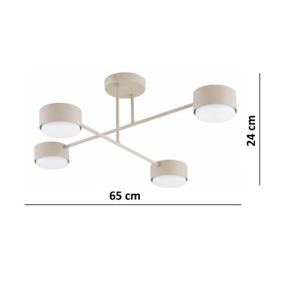 Brilagi - paviršinis lubų šviestuvas MONO 4xGX53/12W/230V smėlio spalvos