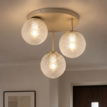 Brilagi - Paviršinis lubų šviestuvas STELLA 3xE27/60W/230V smėlinė/auksinė