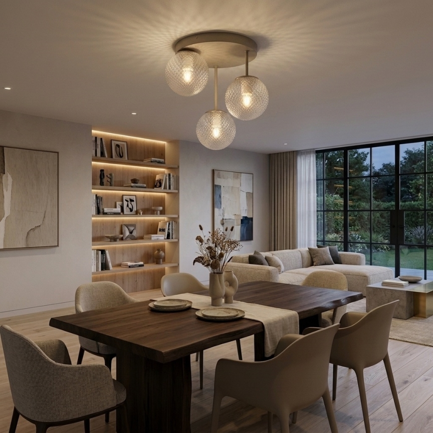 BRILAGI - Paviršinis lubų šviestuvas STELLA 3xE27/60W/230V smėlinė/auksinė