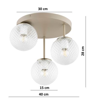 BRILAGI - Paviršinis lubų šviestuvas STELLA 3xE27/60W/230V smėlinė/auksinė