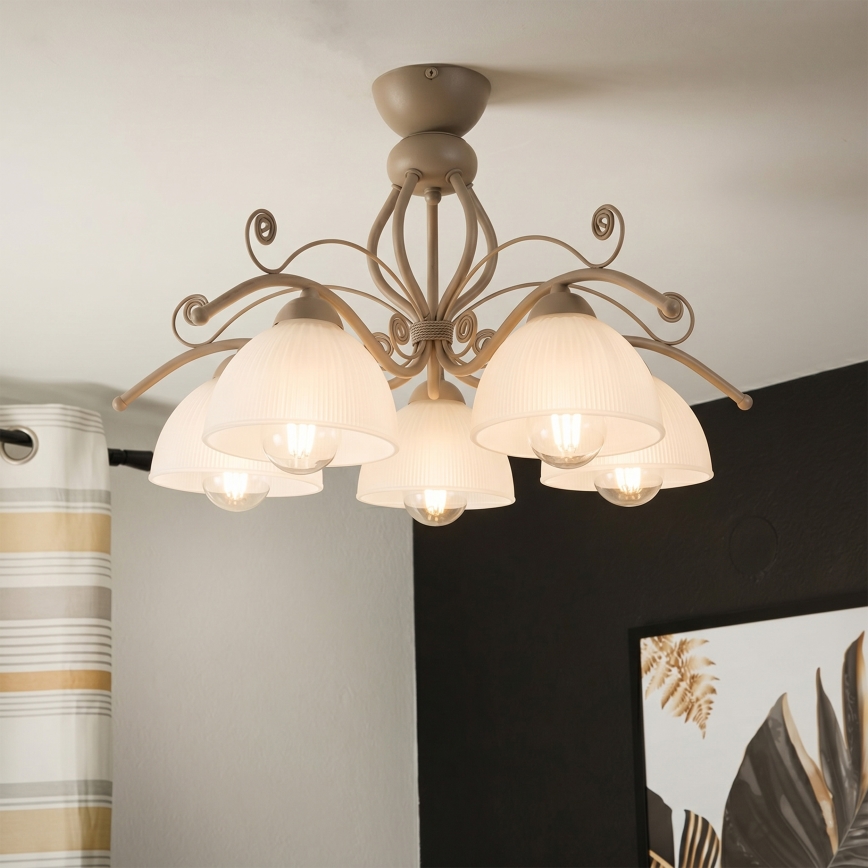 Brilagi - Paviršinis šviestuvas ANTICO MODERN 5xE27/60W/230V smėlio spalvos