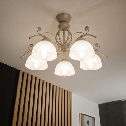 Brilagi - Paviršinis šviestuvas ANTICO MODERN 5xE27/60W/230V smėlio spalvos