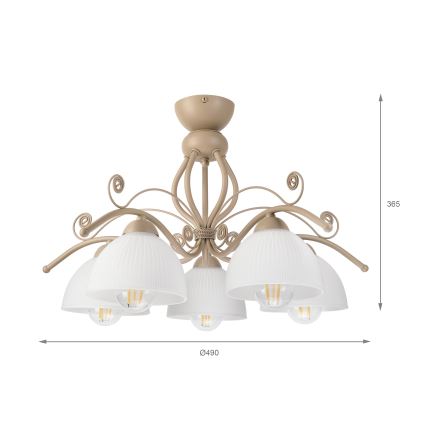 Brilagi - Paviršinis šviestuvas ANTICO MODERN 5xE27/60W/230V smėlio spalvos