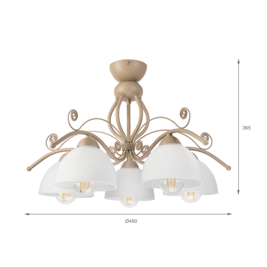 Brilagi - Paviršinis šviestuvas ANTICO MODERN 5xE27/60W/230V smėlio spalvos