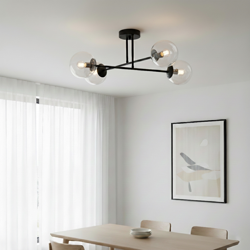 Brilagi - Paviršinis šviestuvas MALIVA 4xE14/15W/230V juodas/skaidrus