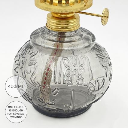 Brilagi - Petrolejinė lempa MERLIN dūminė/pilka