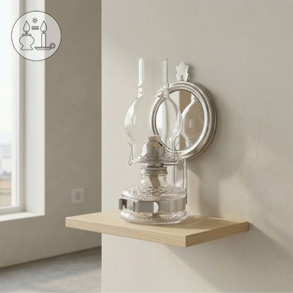 Brilagi - Petroleuminė lampa su veidrodžiu MERLIN, blizgus chromas