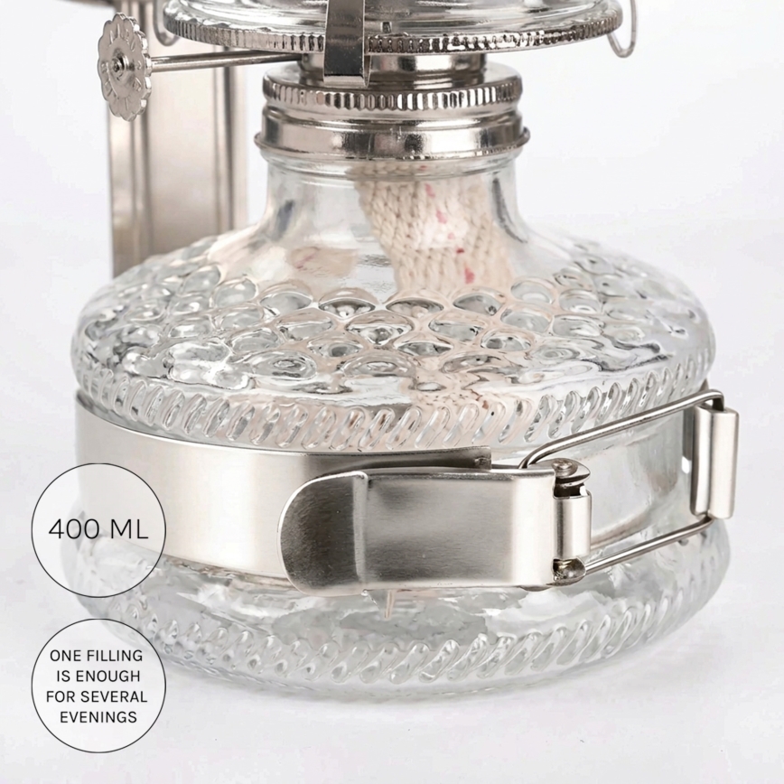 Brilagi - Petroleuminė lampa su veidrodžiu MERLIN, blizgus chromas