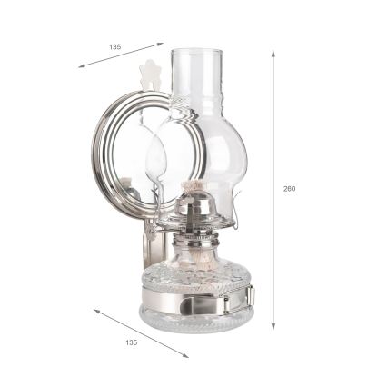 Brilagi - Petroleuminė lampa su veidrodžiu MERLIN, blizgus chromas